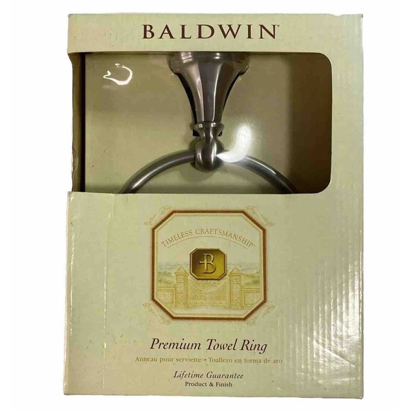 Baldwin Premium Canaveral Solid Brass Satin Nickel Towel Ring 3784-150 Open Box - Picture 1 of 7